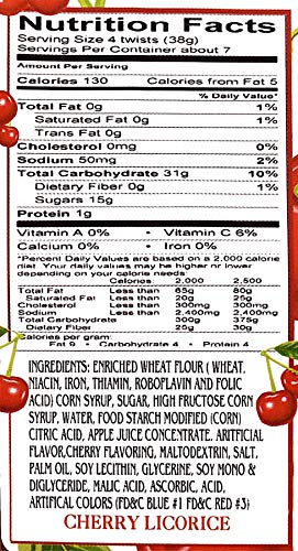 Shadow River Gourmet Sweet Cherry Licorice Candy - Old Fashioned Classic Colorful Red Candy Twists - 8 oz Bag - Pack of 2