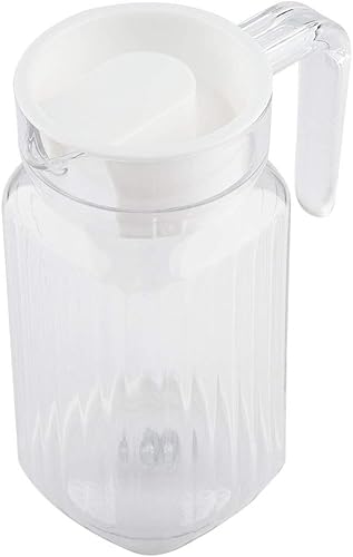 Miniatura 9 de Yctze - Jarra pequeña de acrílico transparente, botella de jugo a rayas, agua helada, jarra para jugo frío con tapa para bar y hogar (16.9 fl oz)