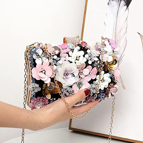 Image of LETODE Flower Clutch Purse Evening Bag for Women Formal Party Handbag Chain Strap Shoulder Bag