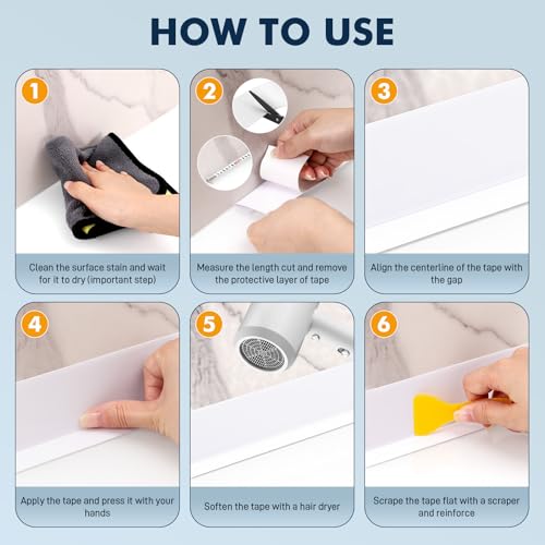 TranRantic Skirting Board Trim, 7cm×8m Self Adhesive Skirting Board, Flexible PVC Baseboard Wall Molding Trim, Peel and Stick Edging Strip for Floor Wall Kitchen Bathroom (White, 50×20mm(W) 8m(L)) - Image 4