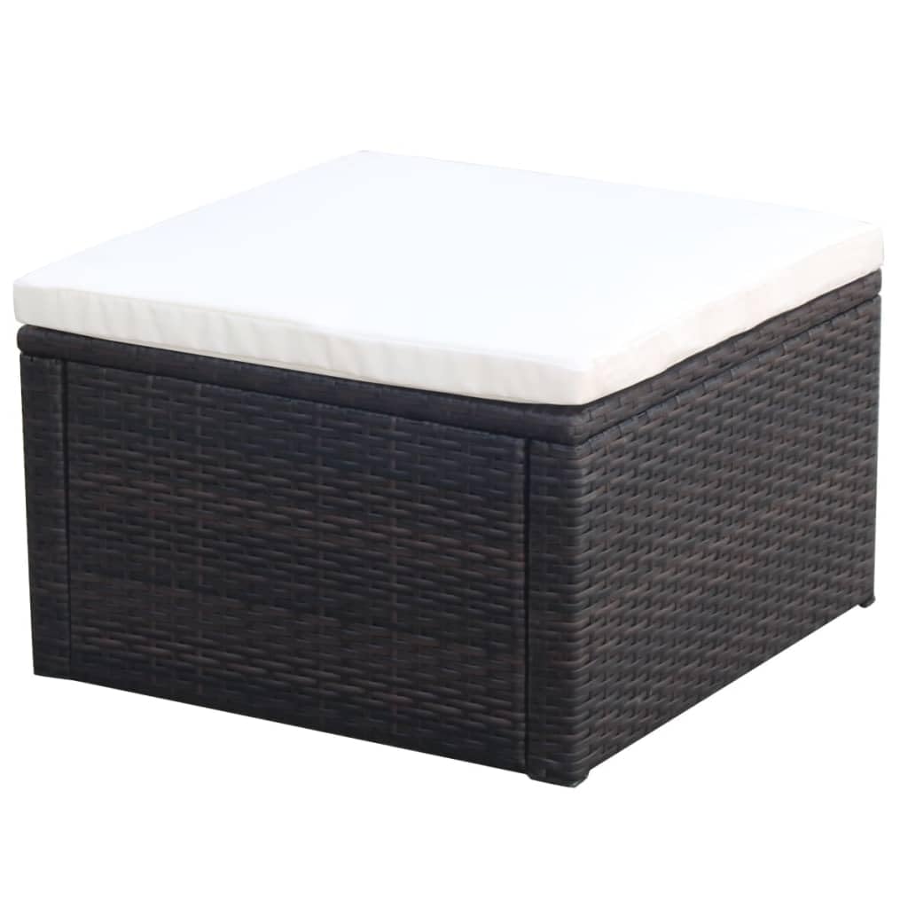 vidaXL Taburete Otomana de Jardín Asiento Reposapiés Patio Muebles Terraza Exterior Silla Aire Libre Poli Ratán Sintético Marrón Material Tipo Mimbre