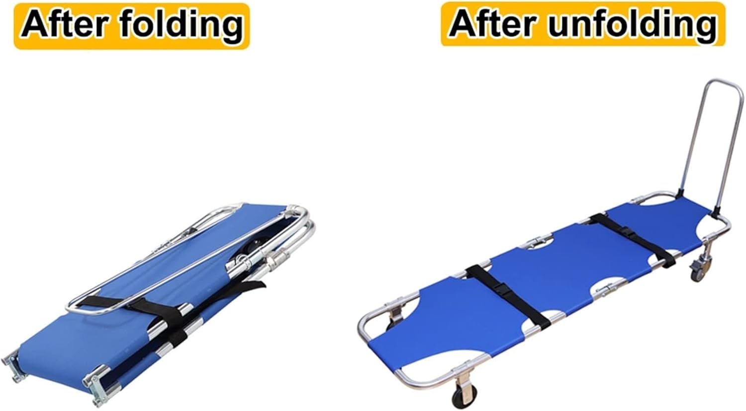Folding Portable Stretcher with 4 Wheels - Lightweight Aluminum Emergency Rescue Stretcher for Hospital, Clinic, Home Care, and Sports - 350lb Capacity