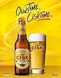 Vintage Advertising Wall Tin Plaque 20x15cm - Pub Shed Bar Man Cave Home Bedroom Office Kitchen Gift Metal Sign - Retro Yellow Cisk Time Malta Holiday Beer Lager Maltese inspired Pint Bottle