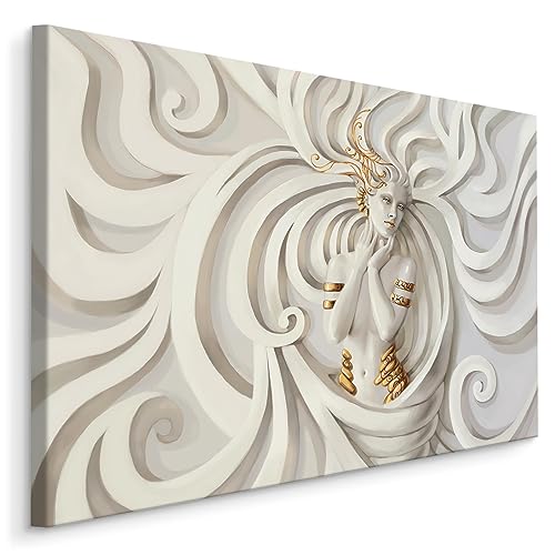 Muralo - Leinwandbild - Wandbild Wanddeko für Wohnzimmer Schlafzimmer - Wandbilder für Wohnzimmer - Medusa schöne Frau Göttin - Br. 120cm x Hö. 80cm