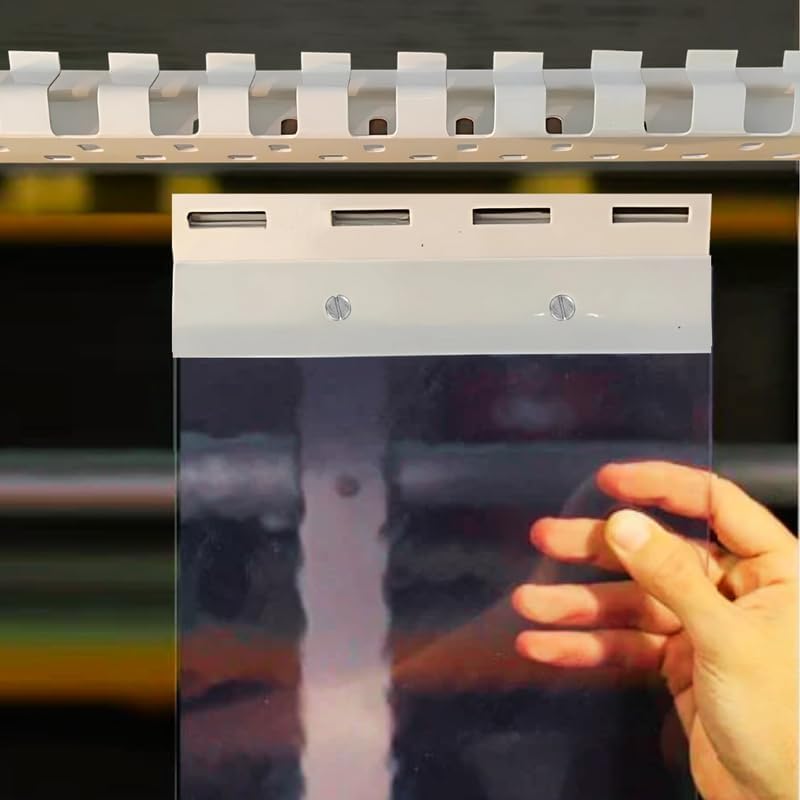 Image of Qlarity Covers 2mm Thick PVC Strip AC Curtain | Size- 60 (20x20x20)3pcs Inch Wide Hanger X 7 Feet Long | 9 Strips, 8.5 Inches Wide Vinyl Transparent Door Curtain | Mount Hanger for Cold Storage /Office
