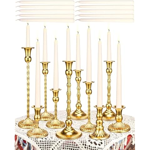 Suclain 24 Pcs Gold Candlestick Set Cover