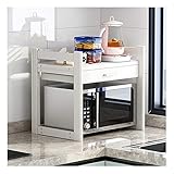 Estante de cocina ajustable de acero inoxidable para microondas con cajones, color blanco, 50 x 45 x 55 cm, solución de almacenamiento que ahorra espacio para el hogar y la cocina