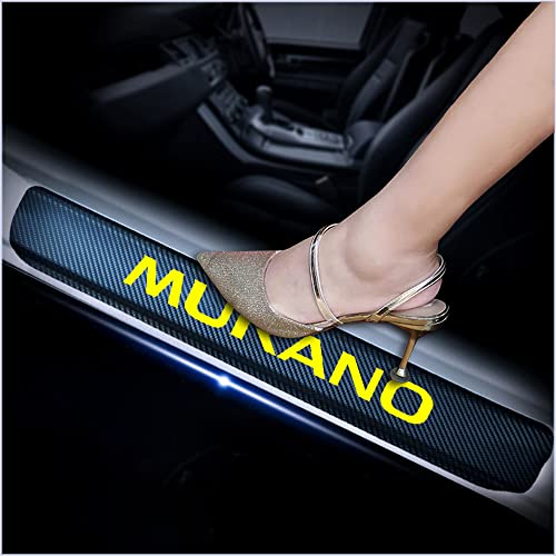 kaiweiqin 4Pcs Car Door Sill Scuff Plate Cover for Nissan Murano Welcome Pedal Protection Car Carbon Fiber Sticker Threshold Door Entry Guard Decorative Yellow