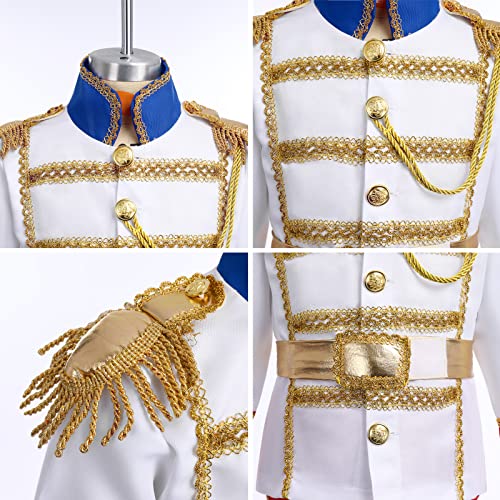 Boys Prince Charming Costume Medieval Royal Prince Outfit Prince Dress Up Costume For Toddler Kids Boys Halloween Christmas Birthday Party Cosplay Costume With Accessories Royal Blue 5Pcs 3-4 Years #TOP4