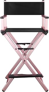 GANGUIO Directores Plegables Profesionales, Maquillaje Alto para Clientes, Tumbona de Aluminio portátil y Plegable para maquilladores, Color Rosa