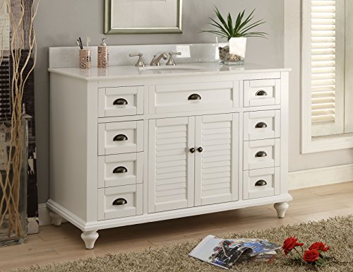 Glennville 49" Cottage Bathroom Vanity Cabinet Set In White Gd28327 #TOP1