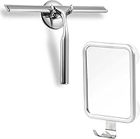 Vista 1 de Escobilla de ducha para puertas de vidrio, escobilla de acero inoxidable de 10 pulgadas para ventana y automóvil, espejo de ducha con 4 ventosas