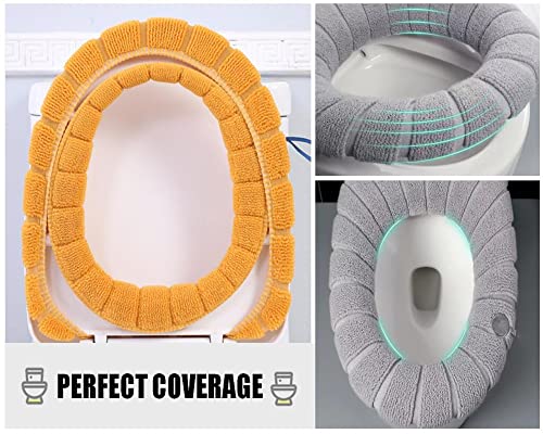 Hitopin 6PCS Toiletten Sitzbezug Sitz, Toilettensitzabdeckung, WC Sitzwärmer, Waschbar Wc Sitzwärmer Kissen, Toilettensitzkissen, Für Toilettensitze (6 Farben) – Bild 8