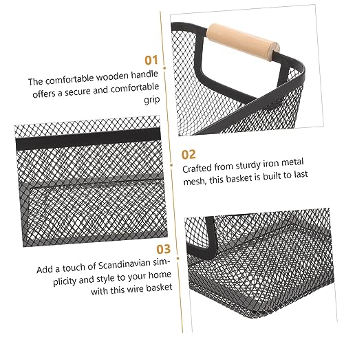 Cesta metálica rejilla negra PRETYZOOM rectangular de gran capacidad 3