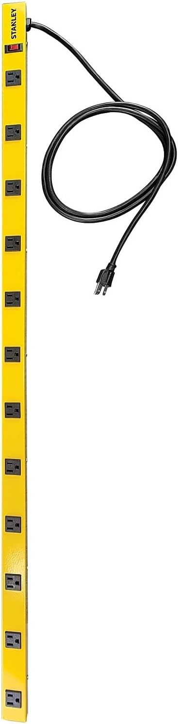 STANLEY 31616 SURGEMAX PRO 12 Outlet 600 Joule 4FT Metal Surge Protector, 6FT Cord
