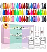 Saviland 33pcs Gel Nail Polish Kit - Soak off Gel Nail Polish with Base Coat, Top Coat, Matte Top...