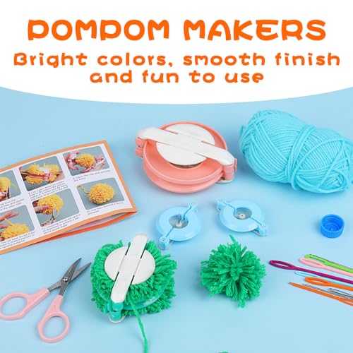 FTEVEN 27 peças para fazer pompons, kit de 4 tamanhos para fazer pompons, faça você mesmo, tricô de
