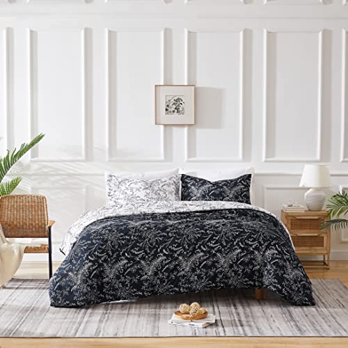 Southshore Fine Living, Inc. Oversized Comforter Bedding Set Down Alternative All-Season Warmth, Soft Reversible Floral Bedspread 3-Piece, Two Matching Shams, Winter Brush Black, King/California King #TOP3