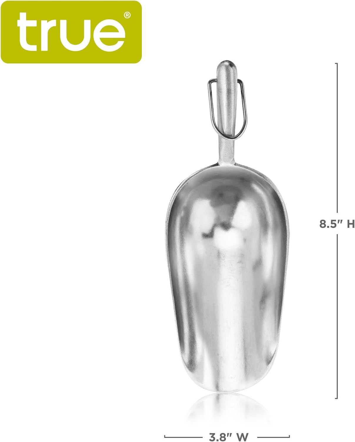 Heavy Duty Aluminum Ice Scoop with Loop Handle, 6 oz