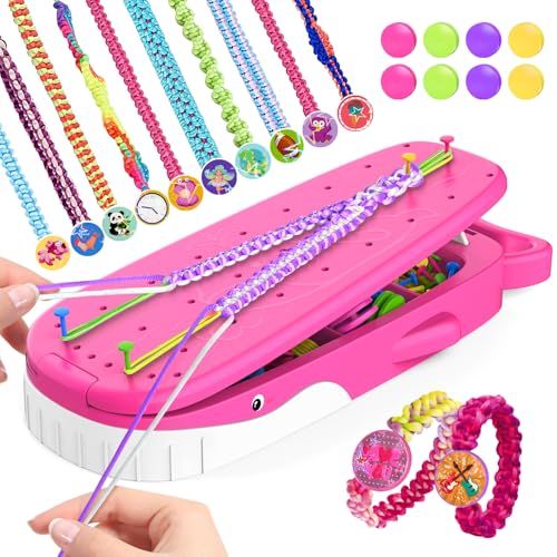 Euclidean Cube Freundschaftsarmband Selber Machen Armbänder Selber Machen Wal geformt DIY Schmuckbastelsets Handwerk für Mädchen im Alter von 6 Armbänder Selber Machen Kinder-Bastelsets (Knallrosa)