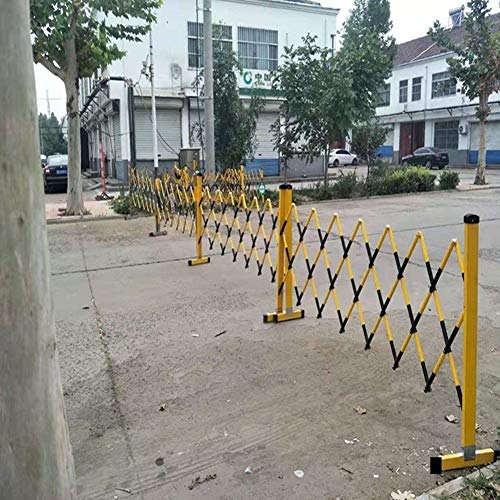 Barrière de sécurité mobile jaune et noire extensible en métal pour chantier - 3