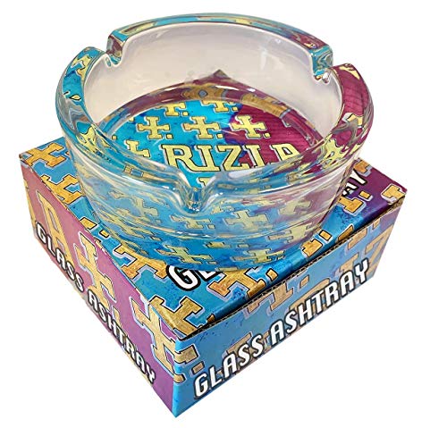 Premier Life - Posacenere rotondo in vetro Rizla Design blu/rosso.