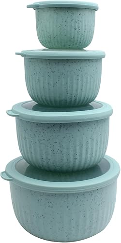 Vista 357 de COOK WITH COLOR - Juego de tazones de preparación profundos con tapas, para mezclar, de plástico, pequeños y apilables (color rosa/gris)