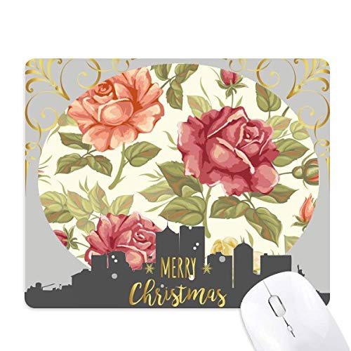 Tapis de souris vieux rose aquarelle fleur la nuit de noël en caoutchouc antidérapant