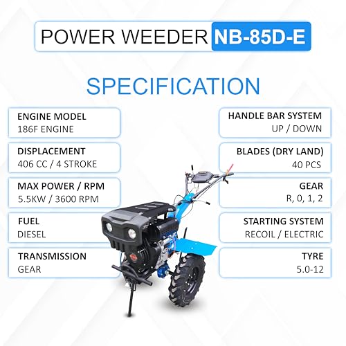 Image of Power Weeder NB-85DE - 4 Stroke 9 HP Powerfull Diesel Engine - 40 Blades (Dry Land) - Headlamp - Self Start (Without Battery) - Sutiable for Night Farming