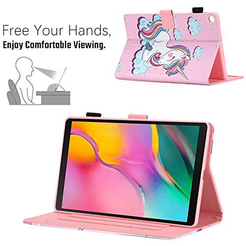 Galaxy Tab A 10.1 Case 2019 Model Sm-T510/Sm-T515, Dteck Pu Leather Multi-Angle Viewing Protective Cover Case For Samsung Galaxy Tab A 10.1 2019 Release Tablet, Pink Unicorn #TOP3