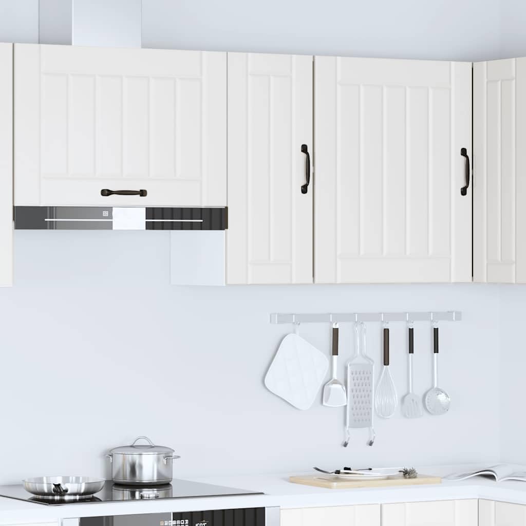 Küchen-Hängeschrank Lucca Weiß Holzwerkstoff 30x31x60 cm mit Glastür Stauraum für Küche und Esszimmer, Wandmontage Beistellschrank Vorratsschrank Organizer für Geschirr und Kaffeemaschine