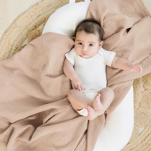 Image of Konssy 3 Pack Muslin Swaddle Blankets for Unisex, Newborn Receiving Blanket, Large 47 x 47 inches, Soft Breathable Muslin Baby Swaddles for Boys & Girls