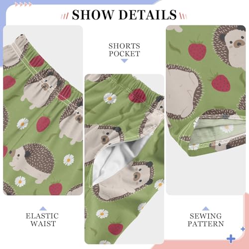 Hedgehog Daisy Strawberry Boys Long Pants Soft Trousers Elastic Waist Kids Lounge Bottoms with Pockets S-XL4