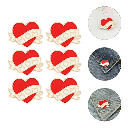 Luozzy 12 Pcs Gift For Mom, Heart Pins Red Enamel Heart Brooch With Mom Word Love Pin Clothing Brooch Birthday Mothers Day Gift For Mom #TOP5