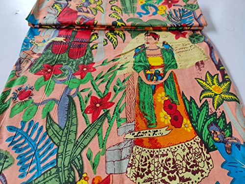 Image of Fashionmart Floral Printed Cotton Fabric Cloth Hand Block Print Fabric Women Material Running Jaipuri Hand Block Printed Women Dress Material Kurtis Natural 44 inch Inches Width 2.5 Meter (Pattern 37)