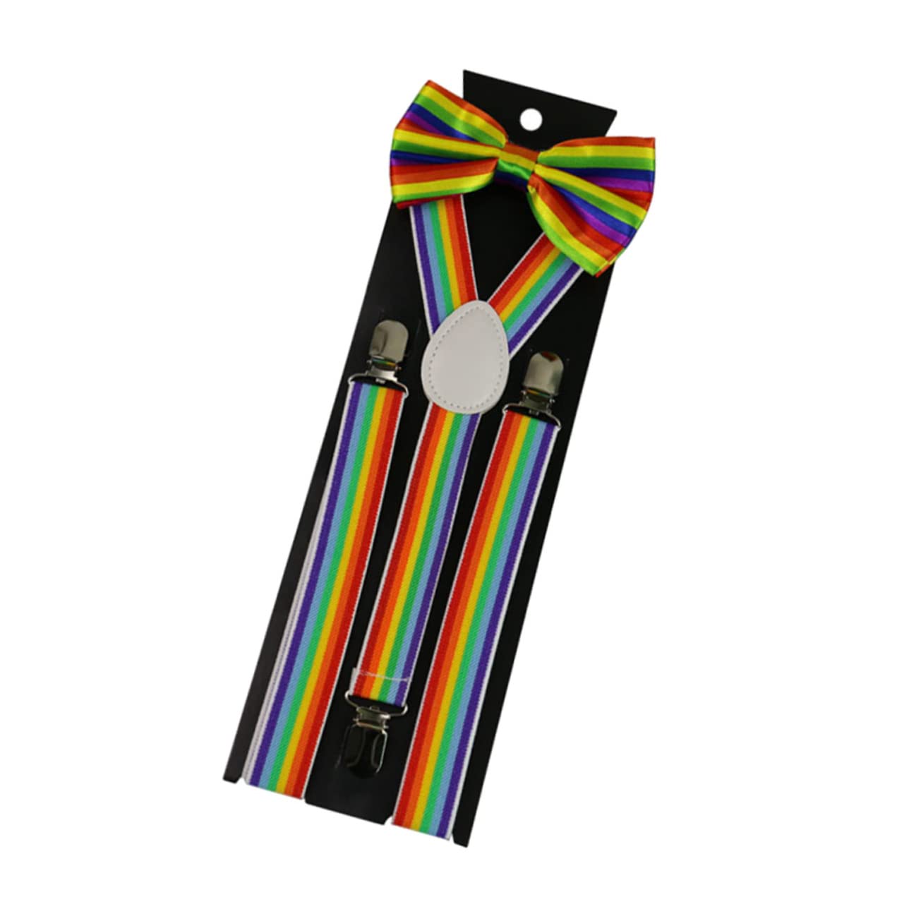 PACKOVE Men's Party Suspenders Bow Tie Set 2.5cm Rainbow Suspenders Tie Set Emerald Green Bow