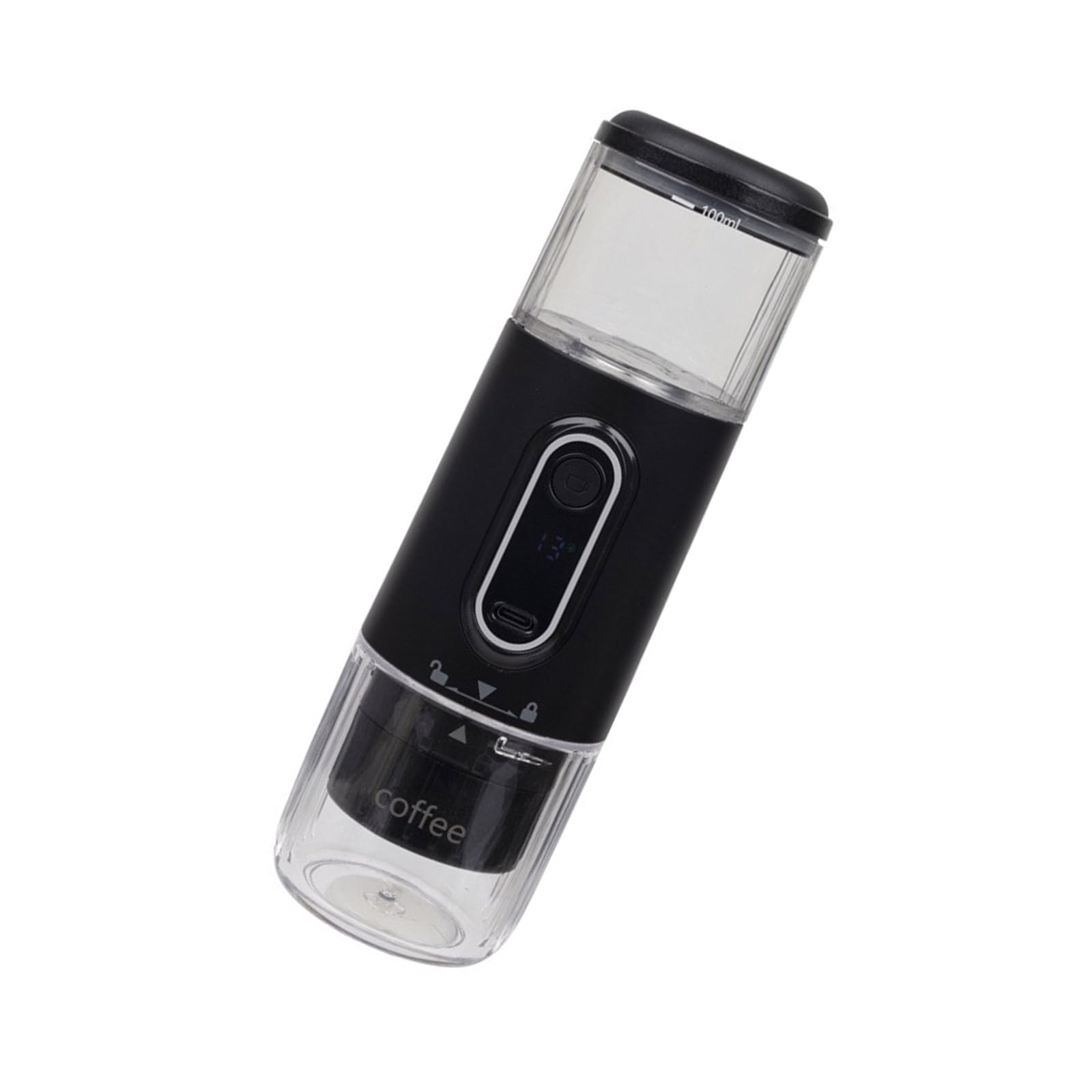 Buxuaaaa Black Espresso Coffee Maker Abs Texture Portable Espresso Maker For Car Home And Camping For Coffee Pods And Powder Brewing Machine