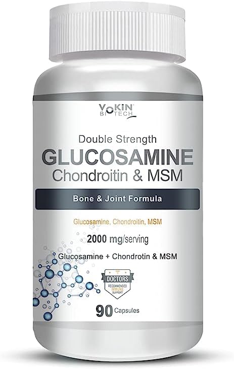 Glucosamina 1000 mg, MSM 500 mg y condroitina 500 mg Apoya el dolor articular y la fuerza articular 90 cápsulas (glucosamina)