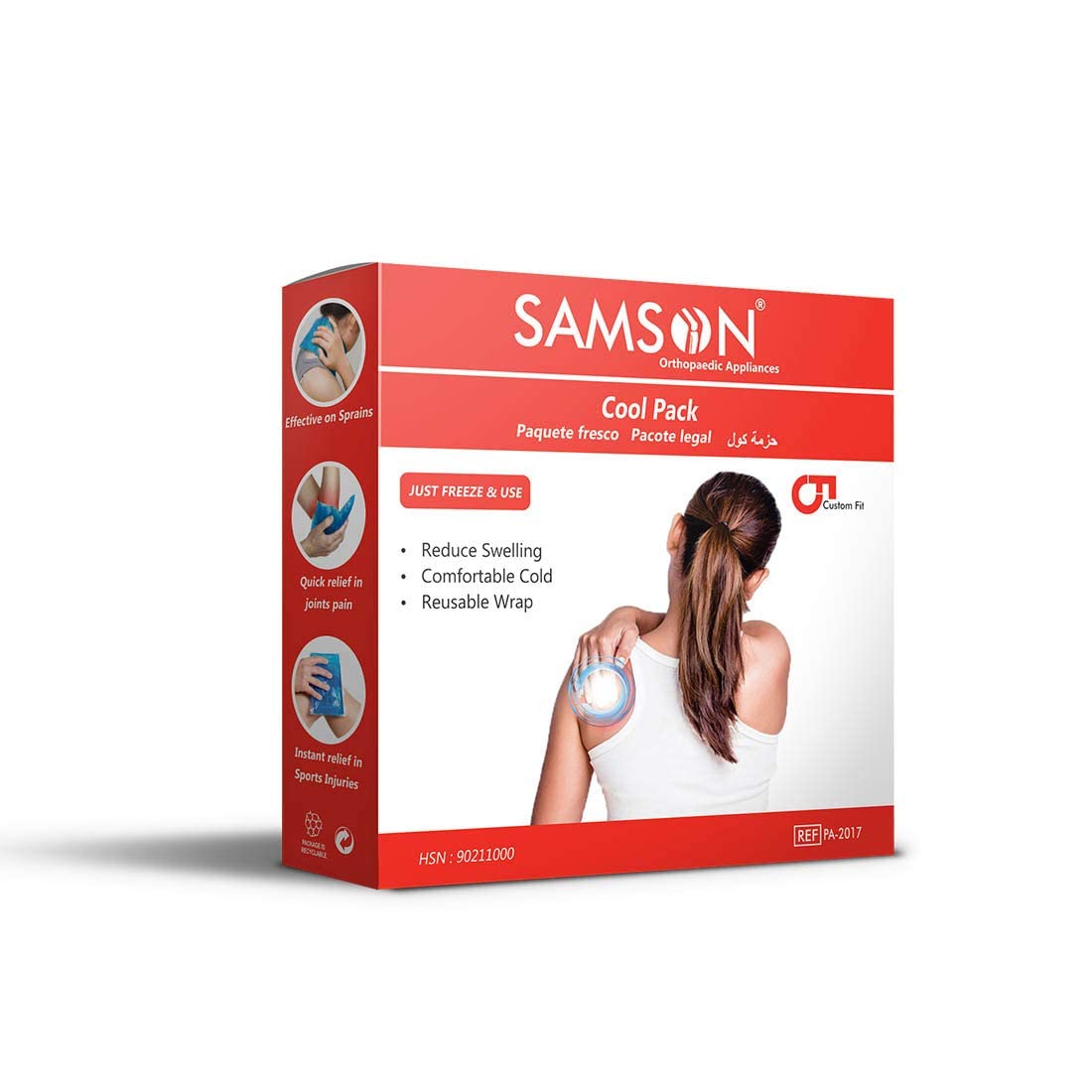 Samson COOL PACK - Reduce Swelling and Relief in Body Aches, Non Toxic Gel, Leak Resistant, Comes in Reusable Wrap (JUST FREEZE & USE)