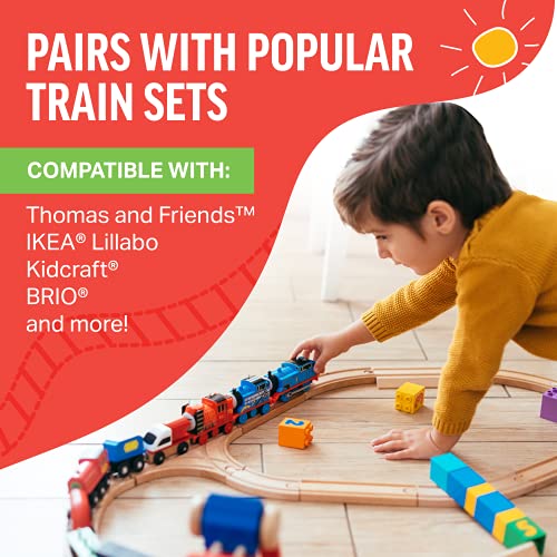 Tiny Conductors Wooden Train Set 52Piece Train Track Collection