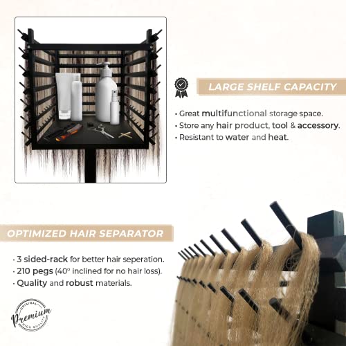 Support extensions cheveux en bois avec organisateur tressage à 210 chevilles - 5