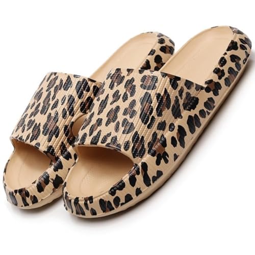Product Title: Women's Cloud Pillow Slides Thick Sole Open-Toe Sandals Leopard Non-Slip Slippers for Indoor & Outdoor