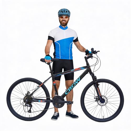 Image of CROW - Globetrotter 21 Speed Gear Cycle | 27.5 inch T Cycle for Boys 12 to 15 Years | Bicycle for Men Adult | Mountain Bike with Front Suspension & Dual Disc Brakes| Unisex MTB Cycle for Men |