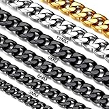 3mm 316L Stainless Steel Miami Cuban Chains Necklaces Hip Hop Punk Jewelry Black Curb Cuban Link Chain Necklace for Men & Women 20 inches