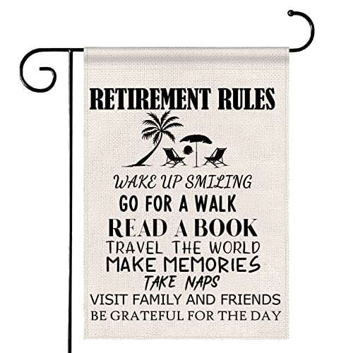 POFULL Retirement Rules Spun Polyester Flag, 12 x 18 inches, Retired Nurse Teacher Coworker