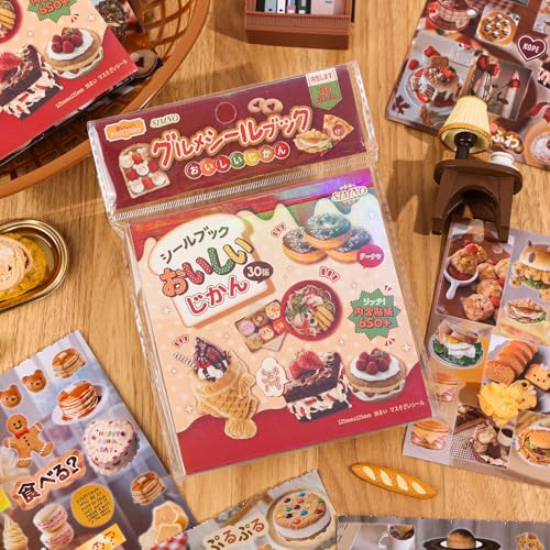 Image of Girl's Japanese Retro Sticker Book, Food and Daily Life Theme - 650+ Cute Old Showa Style Foodie Stickers, for DIY Scrapbooking Journaling Handbook Decoration