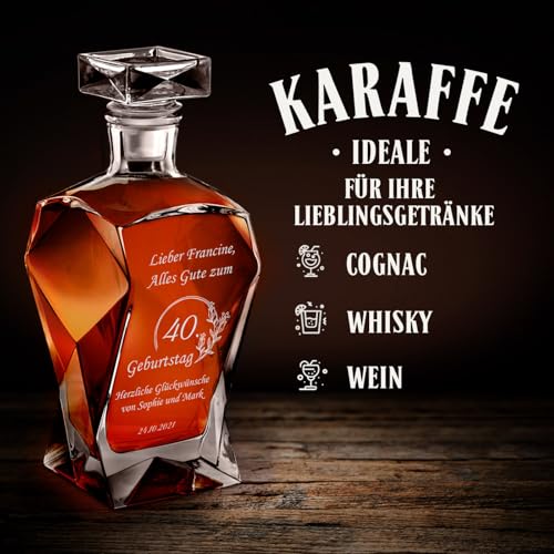 Foto von Maverton Whiskey Karaffe + 6 Whiskygläser Set mit Gravur - 700ml Whisky Dekanter - Perfekte Man Presents - Vatertagsgeschenk – Männergeschenke - Geburtstagsgeschenk Mann - Glückwünsche