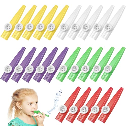 NOLITOY 20piezas Instrumentos Musicales para Kazoos de Plástico Coloridos Instrumento Musical de Plástico para Practicar Música Presentaciones y Regalos de Fiesta