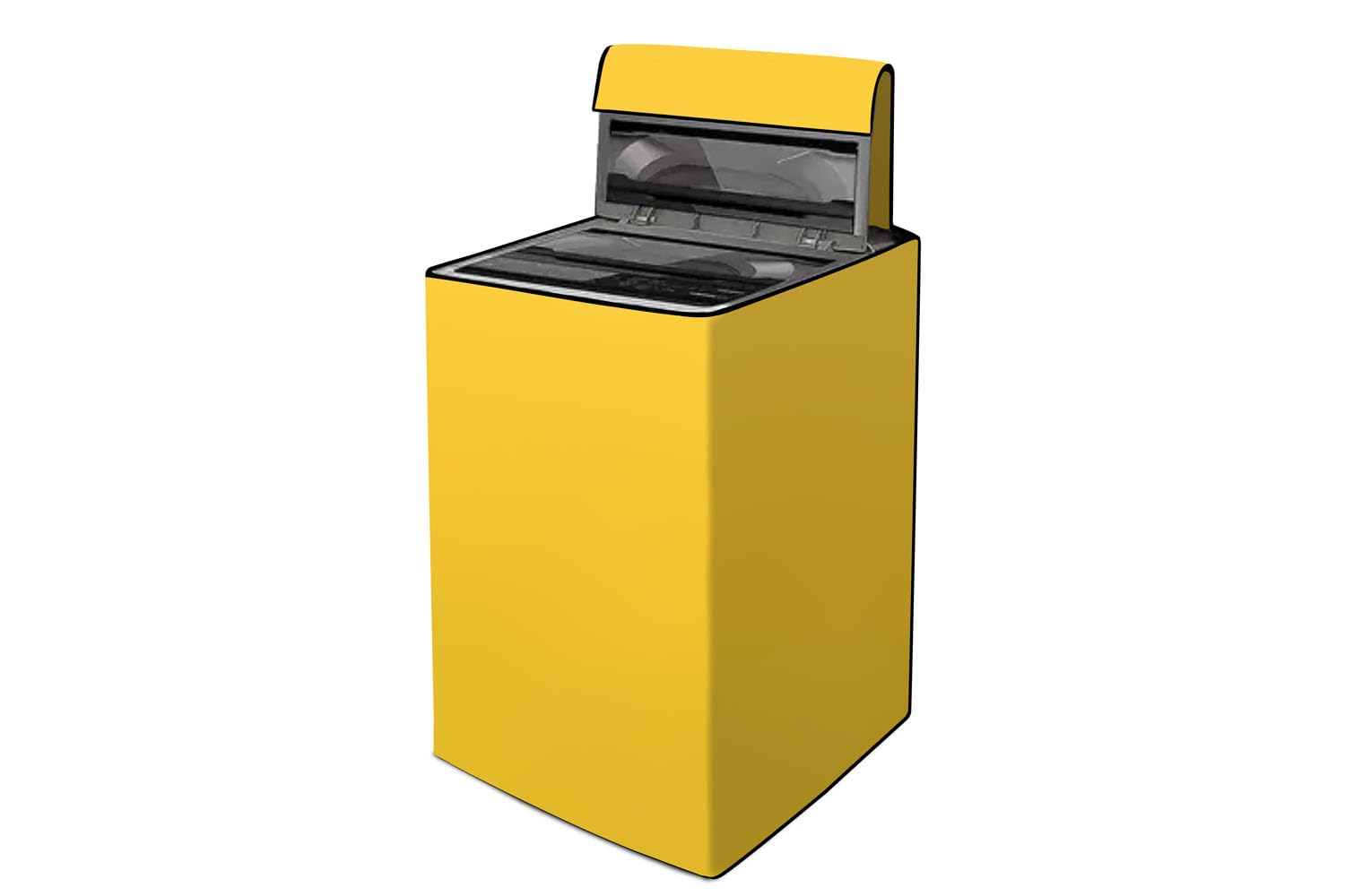 The Furnishing Tree Fully Automatic Top Load Washing Machine Cover | Waterproof & Dustproof | Easy to Clean | Inlet & Outlet Pipe Provision | Durable & Washable, Yellow, Polyester, (65x64x110 CM)