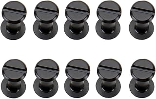 WAYNE'S DOG 10 Pack 1/4" Chicago Screws Brass, Replacement Screw Rivets Flat Fillister for Gun Sling Shoulder Straps (Black - 10 Sets)